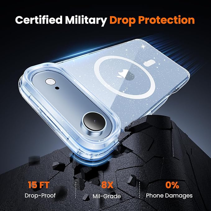 toushion 3 in 1 for iPhone Air Case Clear Glitter, Fits MagSafe, Not Yellowing - Image 3