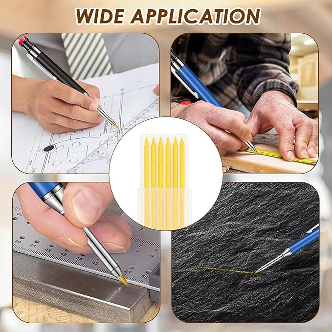 24Pcs 2.8mm Carpenter Pencil Refill Long Lasting HB Refill for Construction Pencils Replacements Carpenter Marker Graphite Woodworking Mechanical Pencil Leads(Yellow)