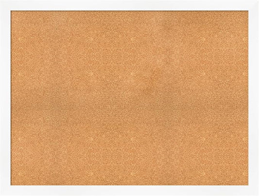 Amanti Art Natural Cork Board for Wall, 37x49 Vision Board with White Frame, Oversize Corkboard Office Decor for Home Organization, Modern Corkboard Pinboard to Display Items for Home Organization in