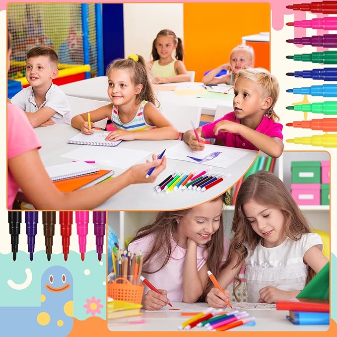 144 Pcs Mini Markers Colored Pen 3.4 Inch Vibrant Colors Portable Short Colored Markers Assorted Multicolor Watercolor Marker Pen for Kids and Adult Glass Office School Supplies (12 Colors)