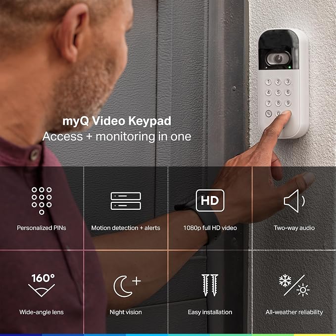 myQ Smart Garage Door Video Keypad + Wired Power Adapter Kit, - Image 3