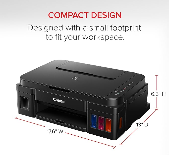 Canon G3200 All-In-One Wireless Supertank (MegaTank) Printer| Copier| Scanner| and Mobile Printing, Black, 6.5" x 17.6" x 13" (0630C002)