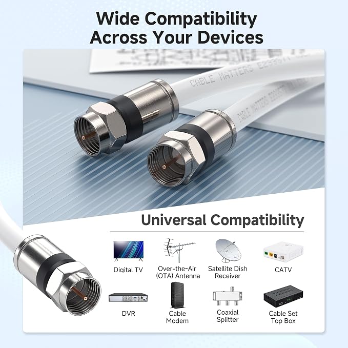 Cable Matters 3-Pack RG6 Coaxial Cable - 10ft - Image 3