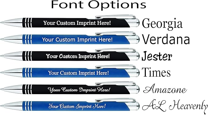 ExpressDesigns™ - Blue Ink Personalized Pens Rubberized - The Cameron - Custom Printed Name Pens - Imprinted with Logo or Message - Includes Personalization - 6 Pack (Black)
