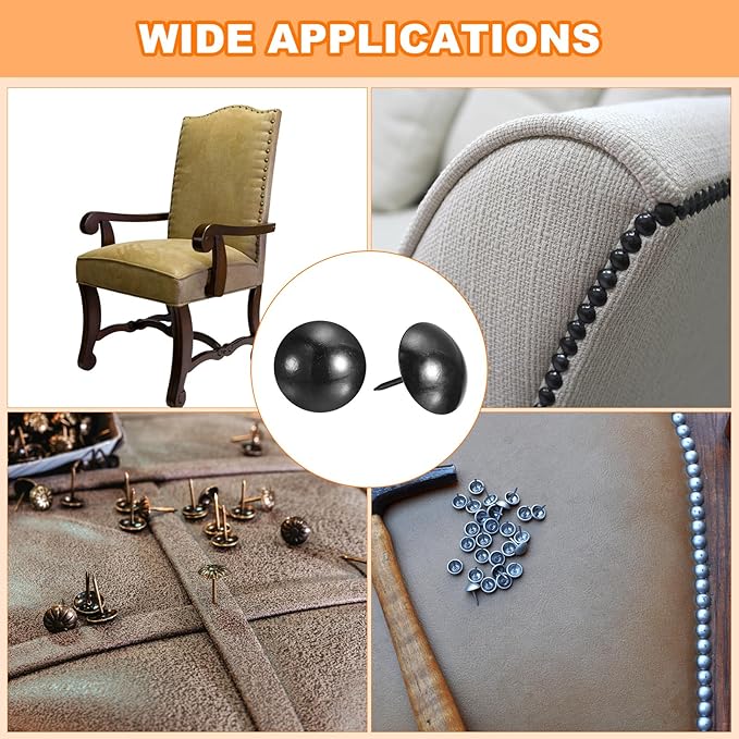 uxcell Upholstery Tacks Nail Pins Furniture, 30Pcs 25x28.5mm Thumb Tack Pins Assortment Kit Carbon Steel for Home Sofa DIY Decorative Nail Heads Nails, Black