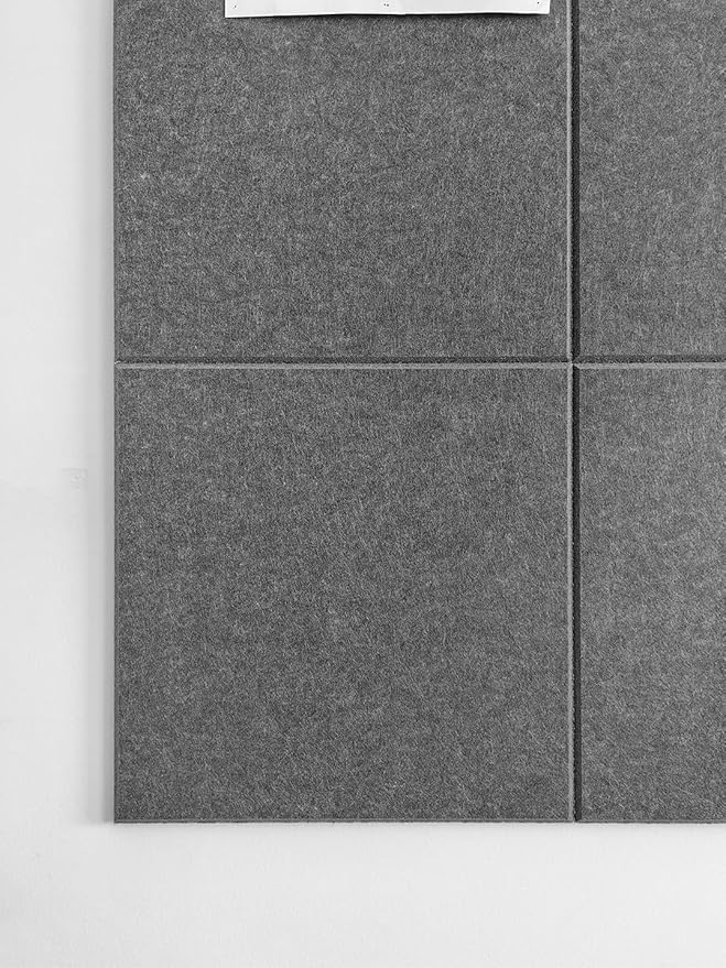 Large Cork Board Alternative - 12-Pack Felt Wall Tiles with Safe Removable Adhesive Tabs, Cork Wall Tiles Bulletin Board Home Office Essentials - Gray