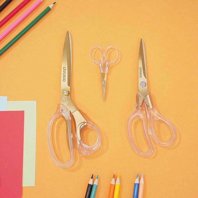 9 Inch All Purpose Scissors for Adults - Ins Style Clear Handle, 2Cr13 Stainless Steel Sharp Blade - Ideal for Fabric Crafts, Tailor's Shears - All-Purpose Fabric Scissors, Crafting & Office