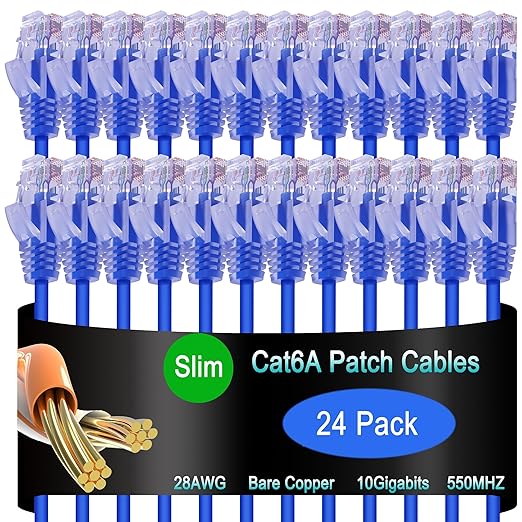 Cat6a Slim Ethernet Patch Cable 14 ft, Cat6a Patch Cable by Lysymixs