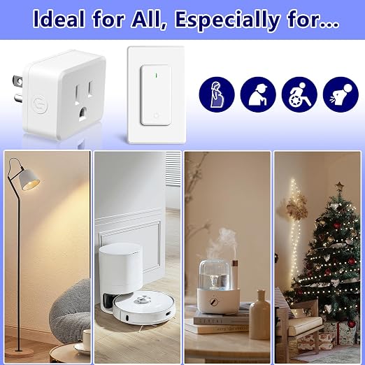Remote Plug in On Off Switch, Wireless On/Off Light Switch Wall Mounted - Image 4