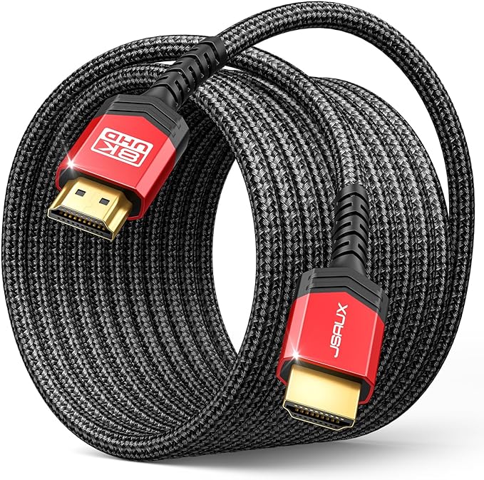 JSAUX HDMI Cable 2.1 25FT 2-Pack 48Gbps 8K & 4K Ultra High Speed Cord eARC by JSAUX