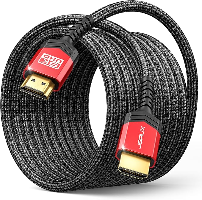 JSAUX HDMI Cable 2.1 25FT 2-Pack 48Gbps 8K & 4K Ultra High Speed Cord eARC by JSAUX