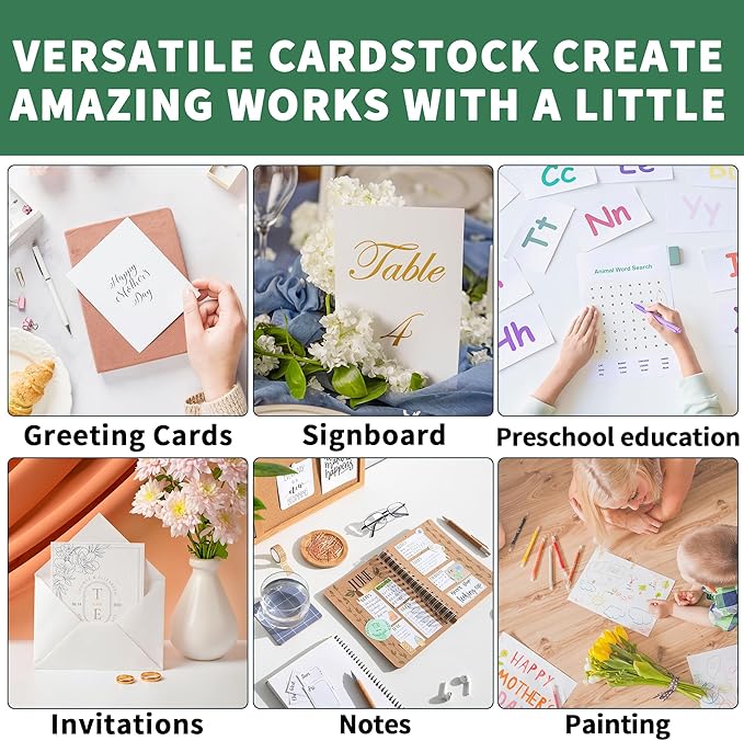 100 Sheets White Cards Blank - 5''x7'' White Card Stock 300gsm/110lb Thick Paper Cardstock, Heavy CardStock Blank for Wedding Invitations, Index Cards, Greeting, Note - PAP07300100