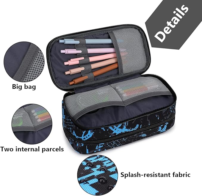 Pencil Cases for kids, Large Capacity Pencil Pouch, Office College School Marker Organizer Case pen for Men Women Adult Teens