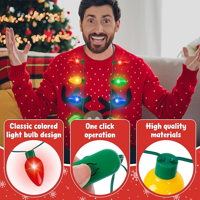 Blowata 24PCS Christmas Light Necklace, 3 Glow Modes Christmas Party Favors - Image 3