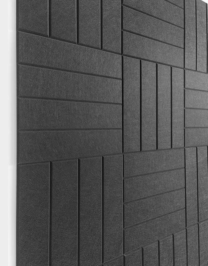 Large Cork Board Alternative - 12-Pack Felt Wall Tiles with Safe Removable Adhesive Tabs, Cork Wall Tiles Bulletin Board Home Office Essentials - Black