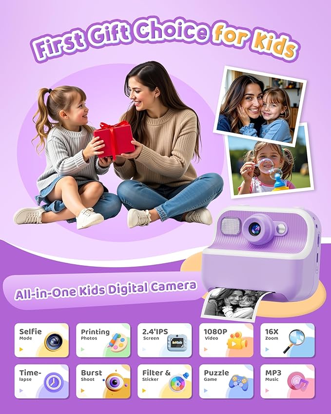 Instant Camera, Front Rear Dual Selfie Kids Camera - Image 2