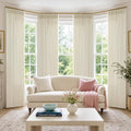 Cream Beige Pinch Pleated Linen Curtains 112 Inch 4 Panels Set by Twodrapes
