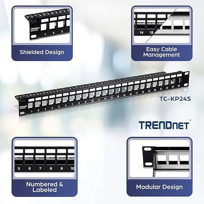 TRENDnet 24-Port Blank Keystone Shielded 1U Patch Panel, 1U 19" Rackmount - Image 3