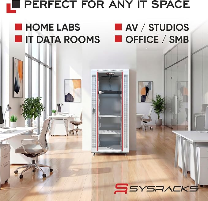 22U Wall Mount Server Rack Cabinet – 19" Network Rack Enclosure, PDU & 2 Shelves - Image 9