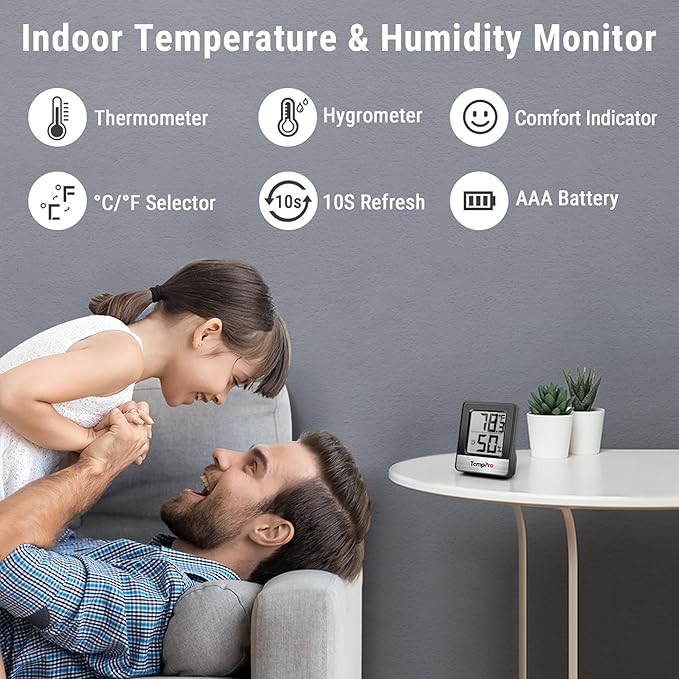 TempPro TP49 3 Pieces Digital Hygrometer Indoor Thermometer Humidity Meter Mini - Image 2