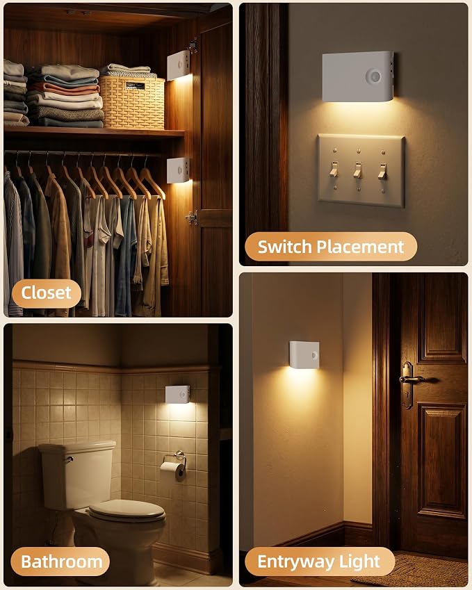 EZVALO 4 Pack Motion Sensor Night Lights Indoor, Rechargeable 1500mAh LED Stair - Image 8