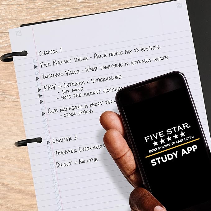 Five Star Flex Refillable Notebook + Study App, College Ruled Paper and 1 Inch TechLock Ring Binder with Pockets, Tabs and Dividers, 200 Sheet Capacity, Fire Red (29328AB2)