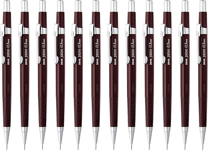 JAVAPEN 0.3 mm Mechanical Drafting Pencil – 12-Pack, Precision Needle Tip, Hex Anti-Roll Barrel, Smooth Metal-Clutch Mechanism