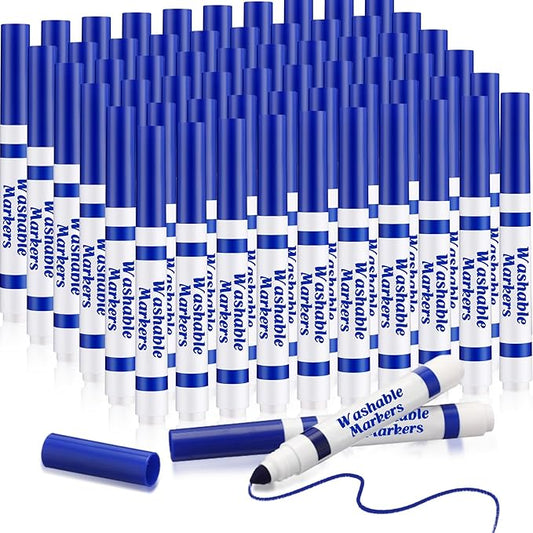 Janlaugh 60 Pcs Blue Washable Markers Bulk Coloring Broad Line Markers for Kids Conical Tip Blue drawing pens for Classroom Back to School travel Art baby shower gender reveal Supplies, Ages 6+
