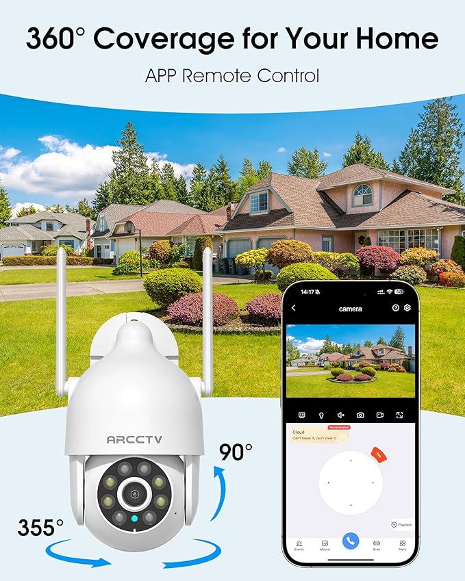 ARCCTV 2K Security Camera Outdoor, 2.4G/5G WiFi 24/7 Recording Security Camera - Image 2