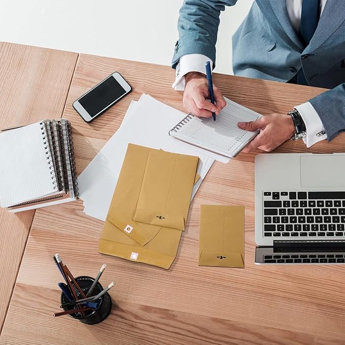 Frienda 4 Sizes Clasp Envelopes Kraft Paper Catalog Clasp Envelope with Closure for Filing, Storing or Mailing Documents, 50 Pieces (6 x 9 In, 9 x 12 In, 10 x 13 In, 12 x 15.5 In,Brown)