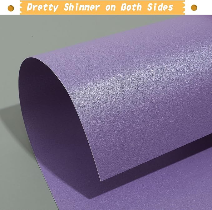 120 Sheets Purple Shimmer Cardstock 8.5 x 11 Inch Metallic Paper, 250gsm/92lb Double Sided Card Stock Pearlescent Paper for Invitations, Certificates, Crafts, DIY Cards