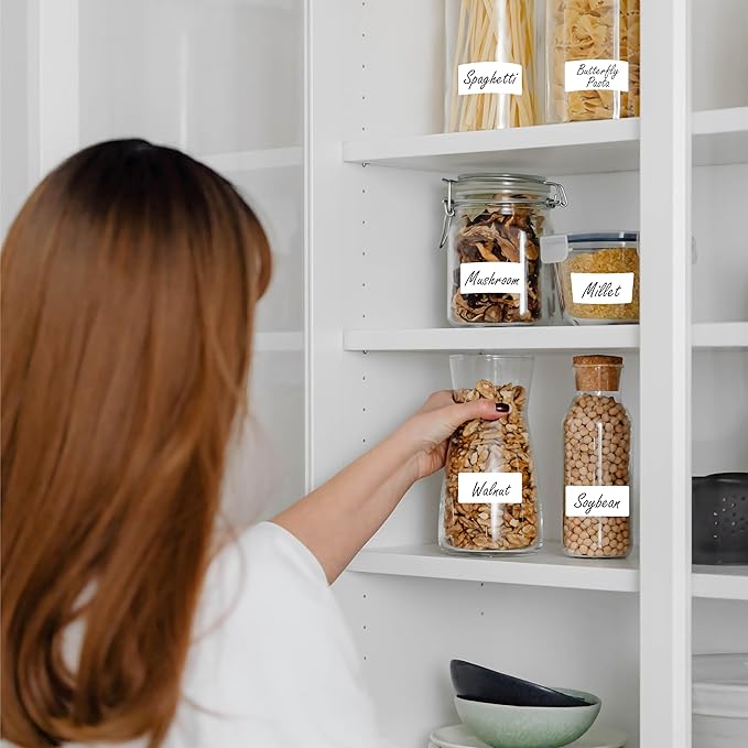 500 Removable Blank Food Labels, Water/Oil/Tear Resistant with Perforation Line for Freezer Food Containers Jars Pantry Organization (Each Measures 1” x 2”)