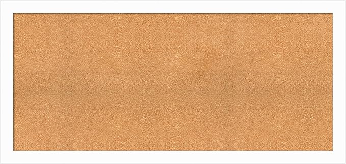 Amanti Art Natural Cork Board for Wall, 25x53 Vision Board with White Frame, Oversize Corkboard Office Decor for Home Organization, Casual Corkboard Pinboard to Display Items for Home Organization in