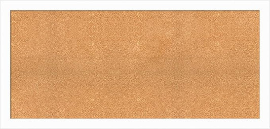 Amanti Art Natural Cork Board for Wall, 25x53 Vision Board with White Frame, Oversize Corkboard Office Decor for Home Organization, Casual Corkboard Pinboard to Display Items for Home Organization in