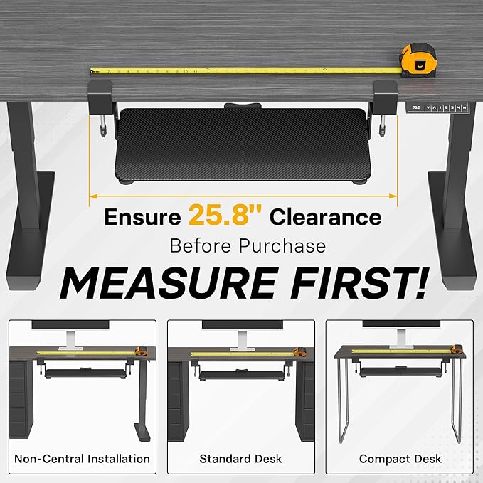 BONTEC KMT01-PJ Under Desk Keyboard Tray, Pull-Out Keyboard & Mouse Platform with C-Clamp, 20 x 11.8 in Space-Saving Ergonomic Slide-Out Drawer, Black Carbon Fiber