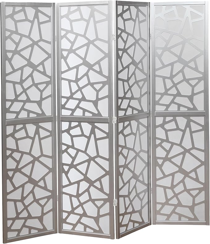 NicBex Room Divider 4 Panel Room Dividers with Paper-Looking Partition Room Dividers and Folding Privacy Screens Wall Divider for Home, Office, Room Separation,70" W x 1" D x 70" H, Silver