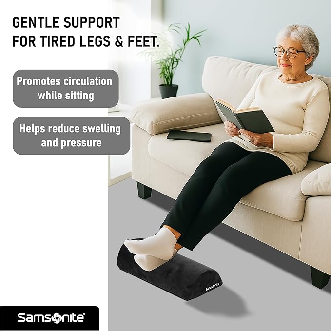 Samsonite Foot Rest for Under Desk at Work – Ergonomic Foot Stool for Couch – Versatile Under Desk Footrest for Office & Home, Foot Support Underdesk