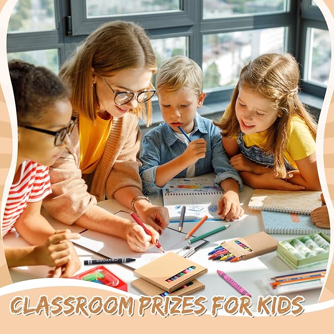 100 Sets Bulk Back to School Supplies, Colored Pencils Pre-Sharpened and Crayons Holiday Bundle in Box Mini Pencils Crayons Bulk Classroom Teacher Supplies, Cute Back to School Gifts