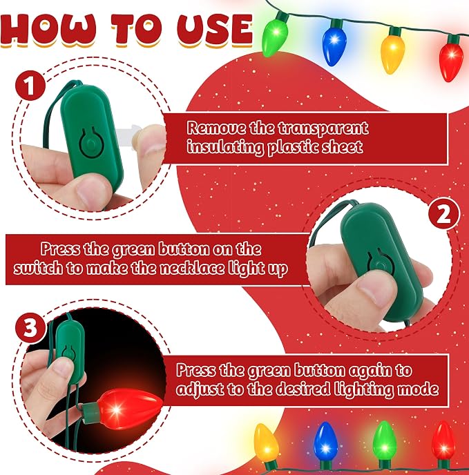 QZYL 36 Pcs Christmas Necklace, 40 In Light Up Christmas Necklaces, Colorful 9 - Image 4
