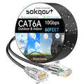 Cat6a Ethernet Cable Slim 60ft Outdoor&Indoor, 28AWG Pure Copper Cat6 Internet by Unknown