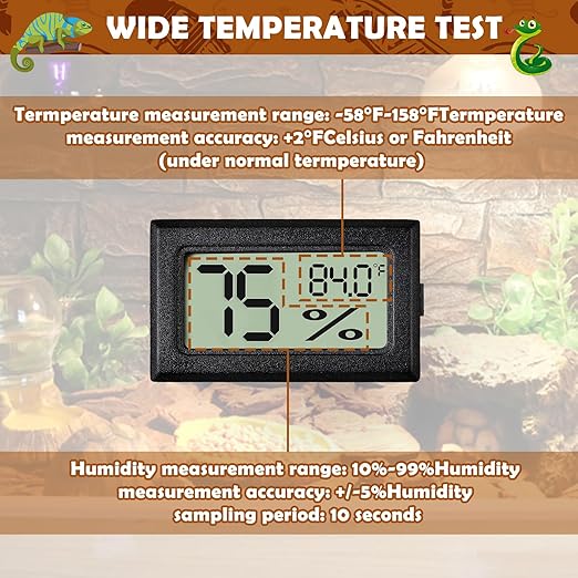 Vodolo Reptile Thermometer and Humidity Gauge, Chameleon Cage, Tree Frog - Image 3