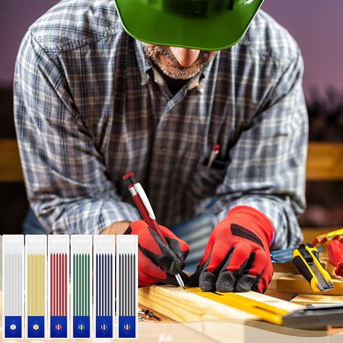 Spakon 60 Pcs 2.8mm Lead Refill Carpenter Construction Pencils Marker Lead Refills Dry Mechanical Woodworking Pencil Tools for Writing Drawing Drafting (Multicolor)