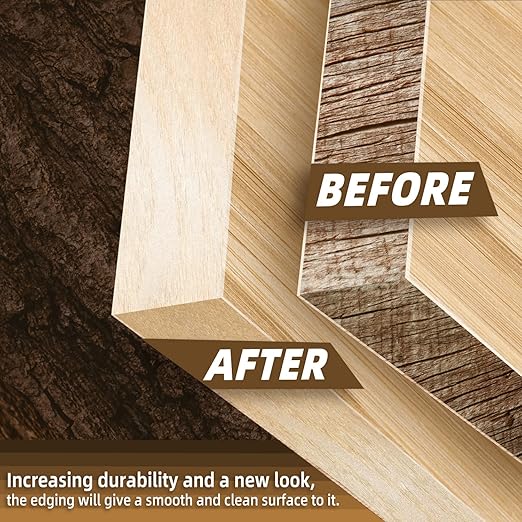 GSCIT Club Birch Edge Banding, 5/8 inch x 500ft roll of Wood Veneer Edge Banding Pre-glued Flexible, Wood Tape Banding for Cabinet Repair