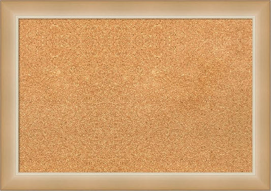Amanti Art Natural Cork Board for Wall, 19x27 Vision Board with Gold Frame, Medium Corkboard Office Decor for Home Organization, Modern Contemporary Corkboard Pinboard to display items for home