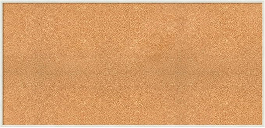 Amanti Art Natural Cork Board for Wall, 23x47 Vision Board with White Frame, Oversize Corkboard Office Decor for Home Organization, Modern Corkboard Pinboard to Display Items for Home Organization in