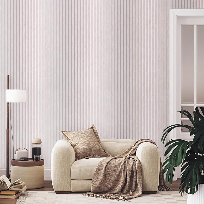 Large Bulletin Board, 48 x 36 inches Felt Board Decorative Pin Board, 4' x 3' Cork Board Alternative for Wall, Foldable Photo Board with 20 Pushpins - Oatmeal Stripes