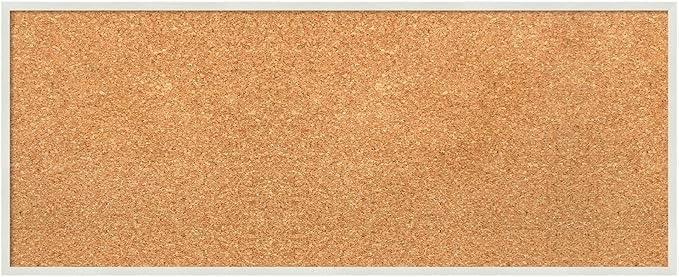 Amanti Art Natural Cork Board for Wall, 13x31 Vision Board with White Frame, Medium Corkboard Office Decor for Home Organization, Modern Corkboard Pinboard to Display Items for Home Organization in