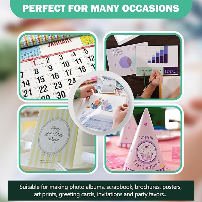 Glossy Photo Paper 3.5x5, 4x6, 5x7, Photo Printer Paper for Inkjet, 75 Variety Pack, Assorted Sizes, 52lb/200gsm