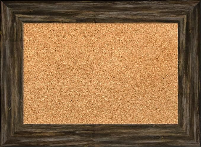 Amanti Art Natural Cork Board for Wall, 17x23 Vision Board with Brown Wood Frame, Small Corkboard Office Decor for Home Organization, Country Rustic Corkboard Pinboard to Display Items for Home
