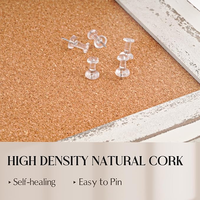 White Cork Board Bulletin Board, 24" x 18" Wooden Framed Corkboard for Office, Decorative Hanging Pin Board Vision Board for Office Home School Decor